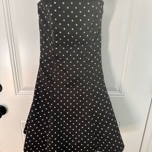 Vintage Gunne Sax by Jessica McClintock Black Strapless Polka Dot Dress